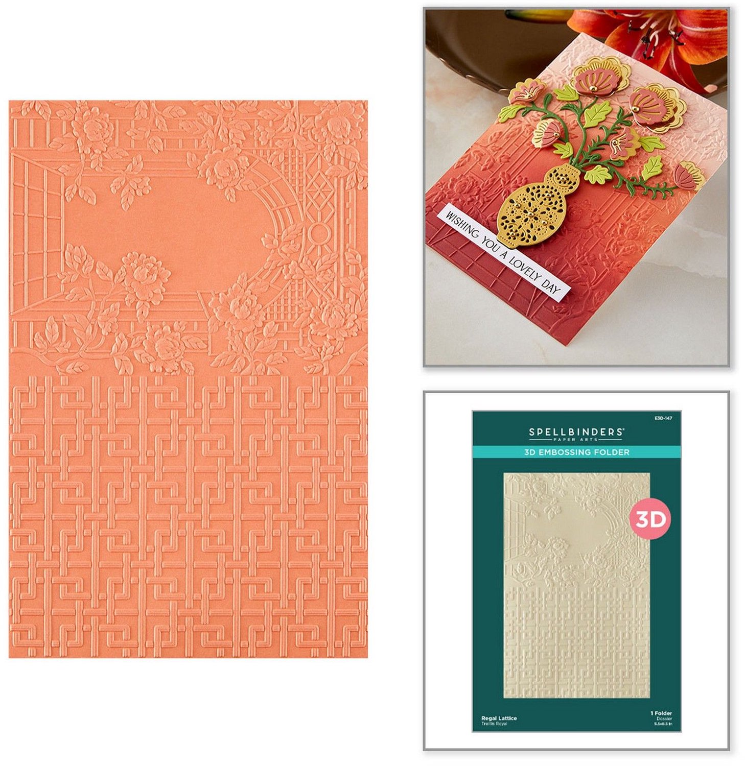 Spellbinders 3D Embossing Folder - Regal Lattice - 14 x 21,6 cm