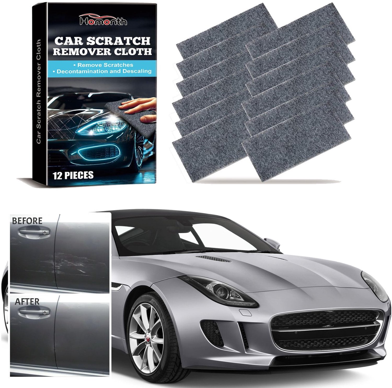 Krasverwijderaar autodoek 12 stuks - nano-glitterdoek - anti-kras - veelzijdige poetsverzorging - m-winkel