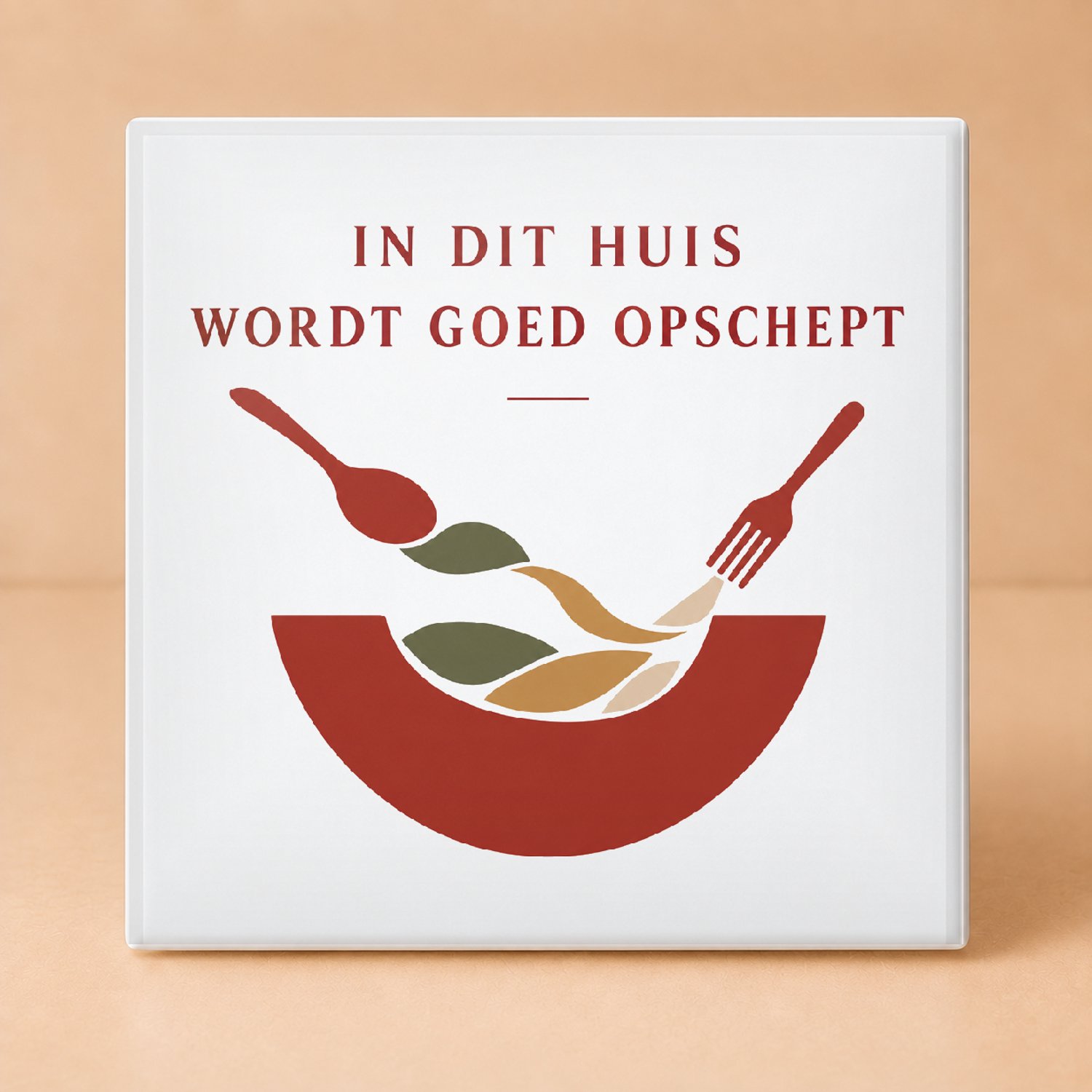 Bedruk King Speelse Papieren Knipvorm Tegel ‘Oost west, thuis bestek’ – Sfeervolle Matisse Stijl Wanddecoratie voor Thuisfans - 15 x 15 cm Wit
