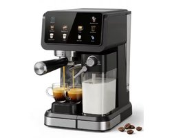 DeltaMerch Koffiezet apparaat - Koffie machine - Espressomachine - Latte- en cappuccinofunctie - Melkopschuimer - Zwart