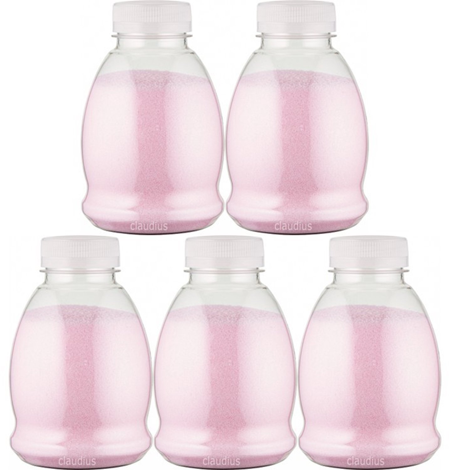 Claudius Scrubzout Rozen - 375 gram - Fles met transparante dop - Set van 5 stuks - Hydraterende Lichaamsscrub - Body Scrub