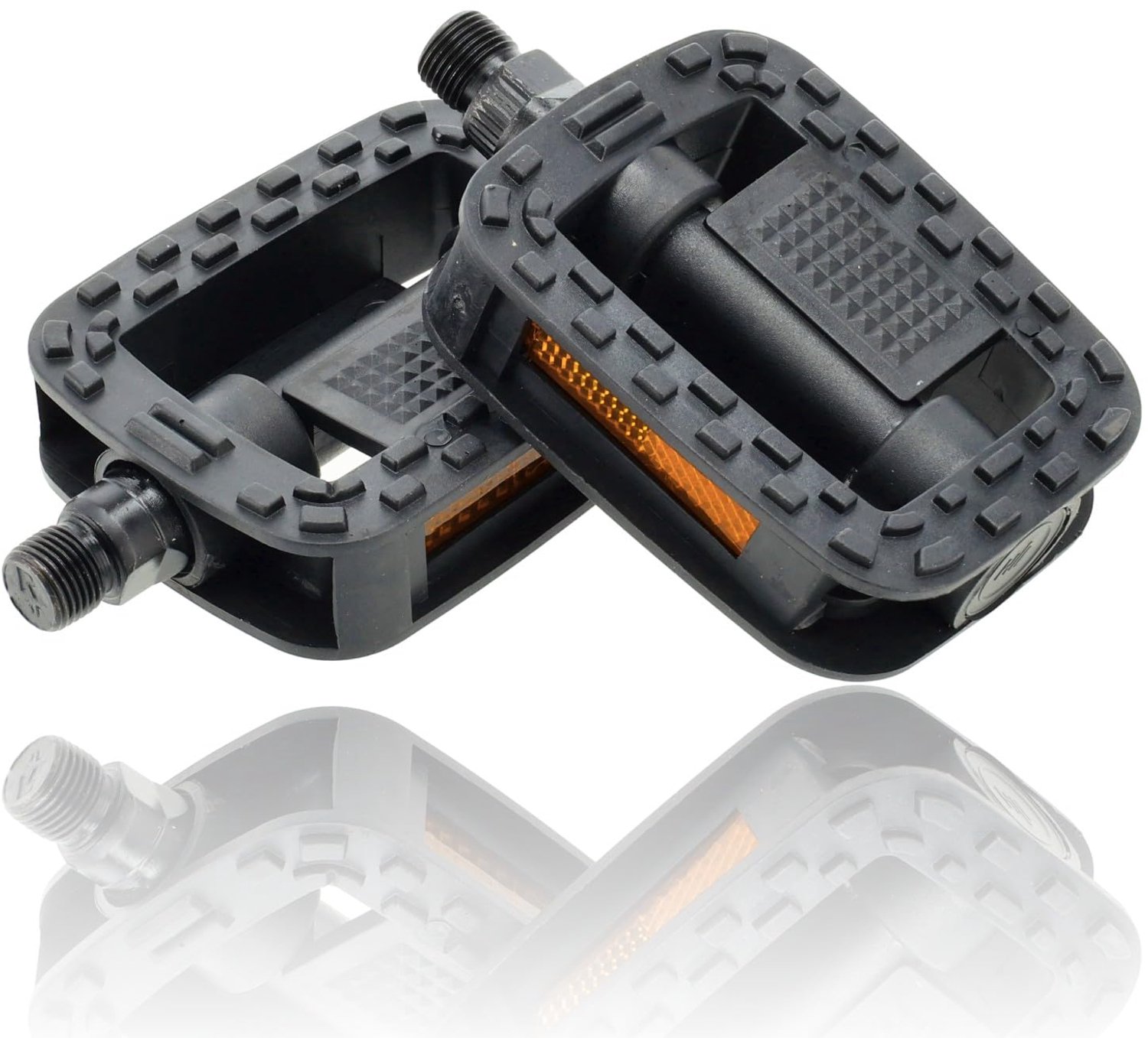 Fietsendragers – Set van Antislip Fiets Pedalen met Reflectoren en 14,2 mm Schroefdraad – Zwarte Trappers Geschikt voor Mountainbike, Stadsfiets en Fatbike