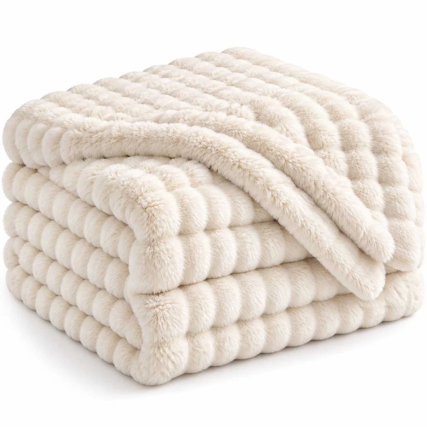 TEKZEN Lavella Collection - Pelus Deken - 200x240 cm - Crème - Microvezel - Zachte Plaid