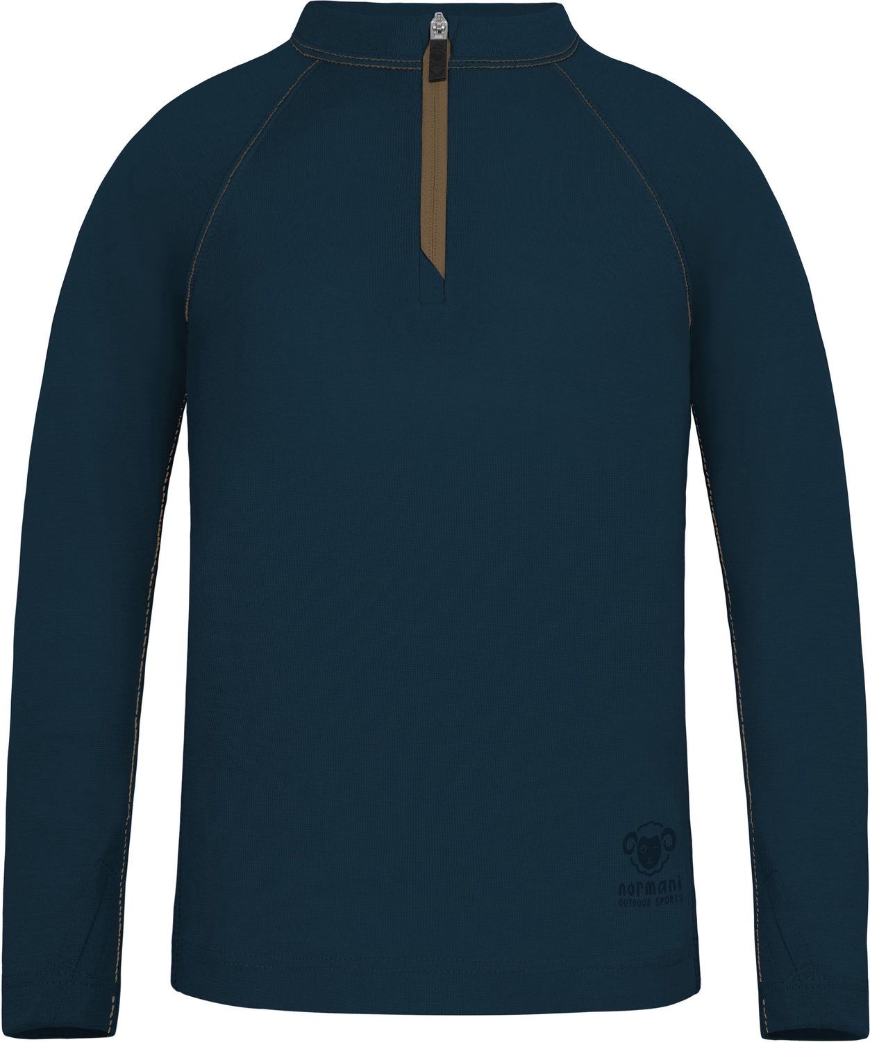 Kinder-shirt met lange mouwen van merinowol en 1/4 rits „Nyapari“