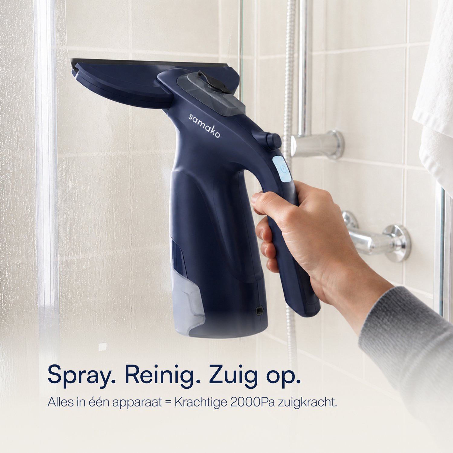 Elektrische Raamwisser voor Douchewand, Ramen & Spiegels CrystalClear – USB Oplaadbaar Ruitenreiniger – Ramenwasser met Sprayfunctie & Afneembaar Reservoir – Incl. 2 Microvezeldoeken – Samako thumbnail 5