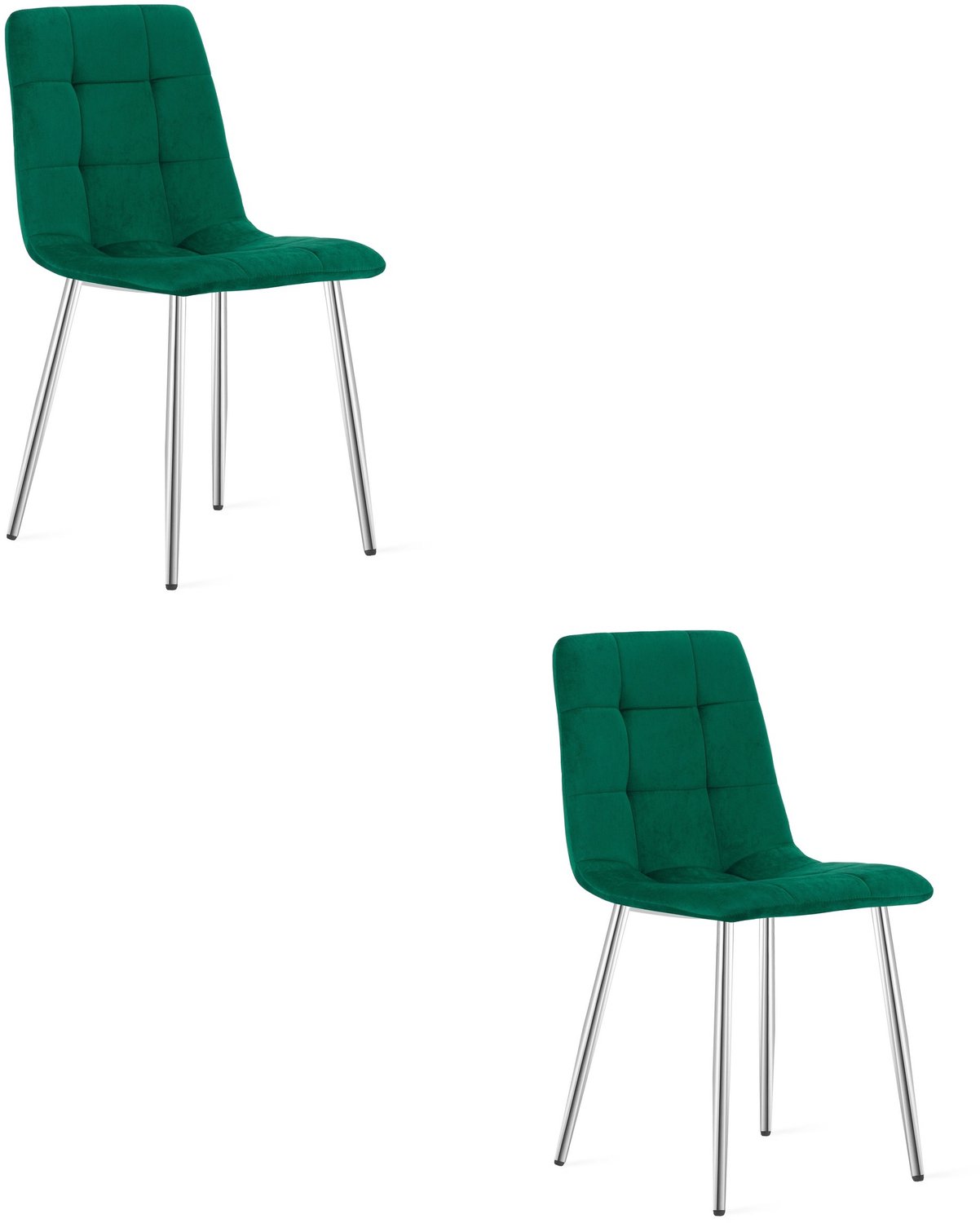 LEOBERT KARA Eetkamerstoelen – Set van 2 – Groen Velvet – Metalen Poten – Comfortabele Ergonomische Zitting – Modern Design – Velvet Stoel voor Woonkamer, Keuken en Eetkamer – Max. 110 kg per Stoel
