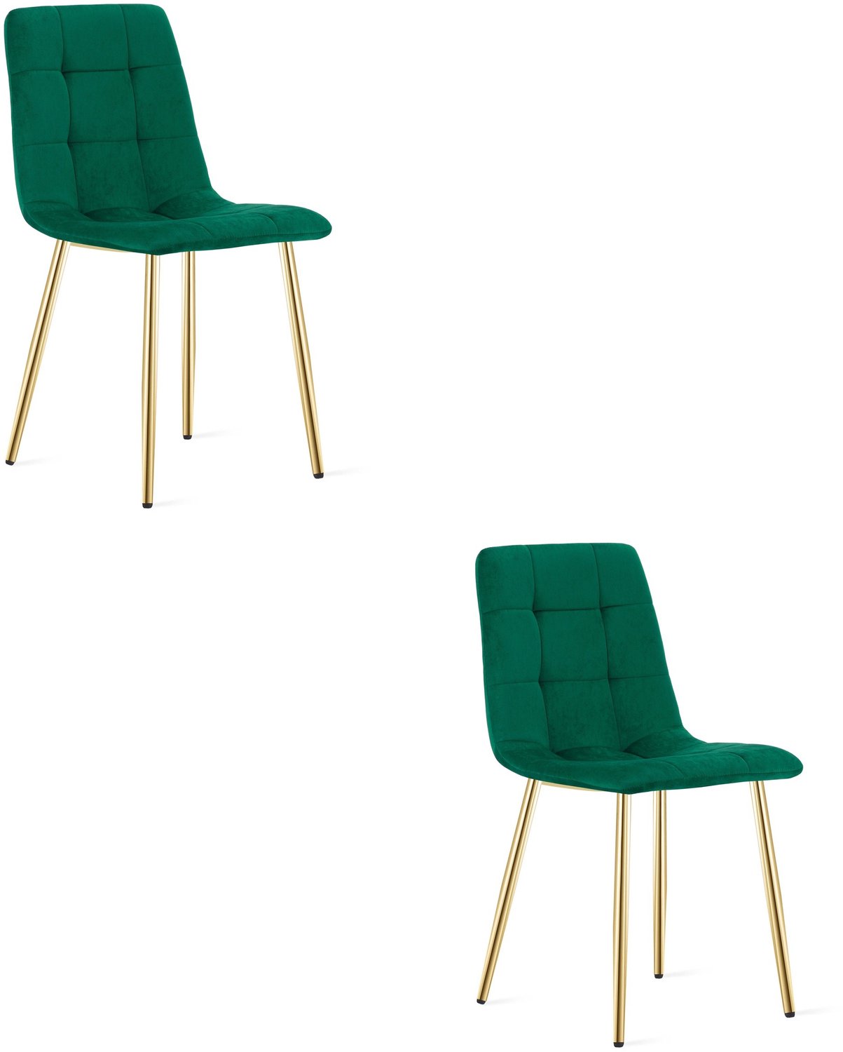 LEOBERT KARA Eetkamerstoelen – Set van 2 – Groen Velvet – Goudkleurige Metalen Poten – Comfortabele Ergonomische Zitting – Modern Design – Velvet Stoel voor Woonkamer, Keuken en Eetkamer – Max. 110 kg per Stoel