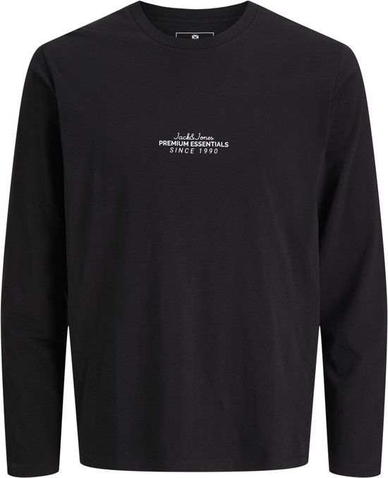Zwart shirt met lange mouwen en Jack & Jones Premium Essentials tekst op de borst.