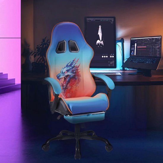 Ergonomische gamingstoel - Draaistoel met voetsteun - Bureaustoel voor computergebruik — afbeelding 3