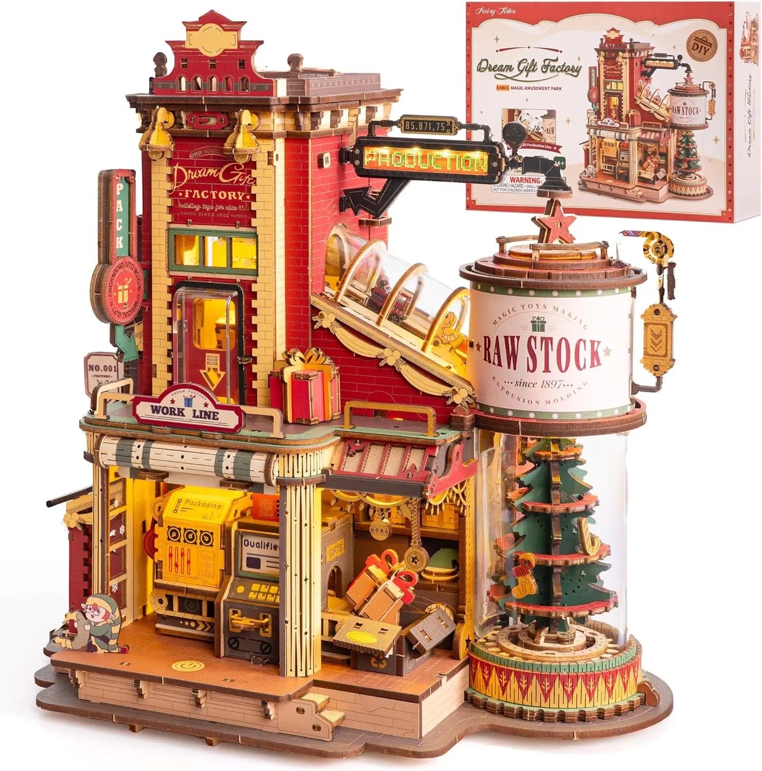Veya Miniatuur bouwpakket Dream Gift Factory - 3D puzzel voor volwassenen - 449 stks - 12 uur - 25,4cm h - Cadeautip - Instructies