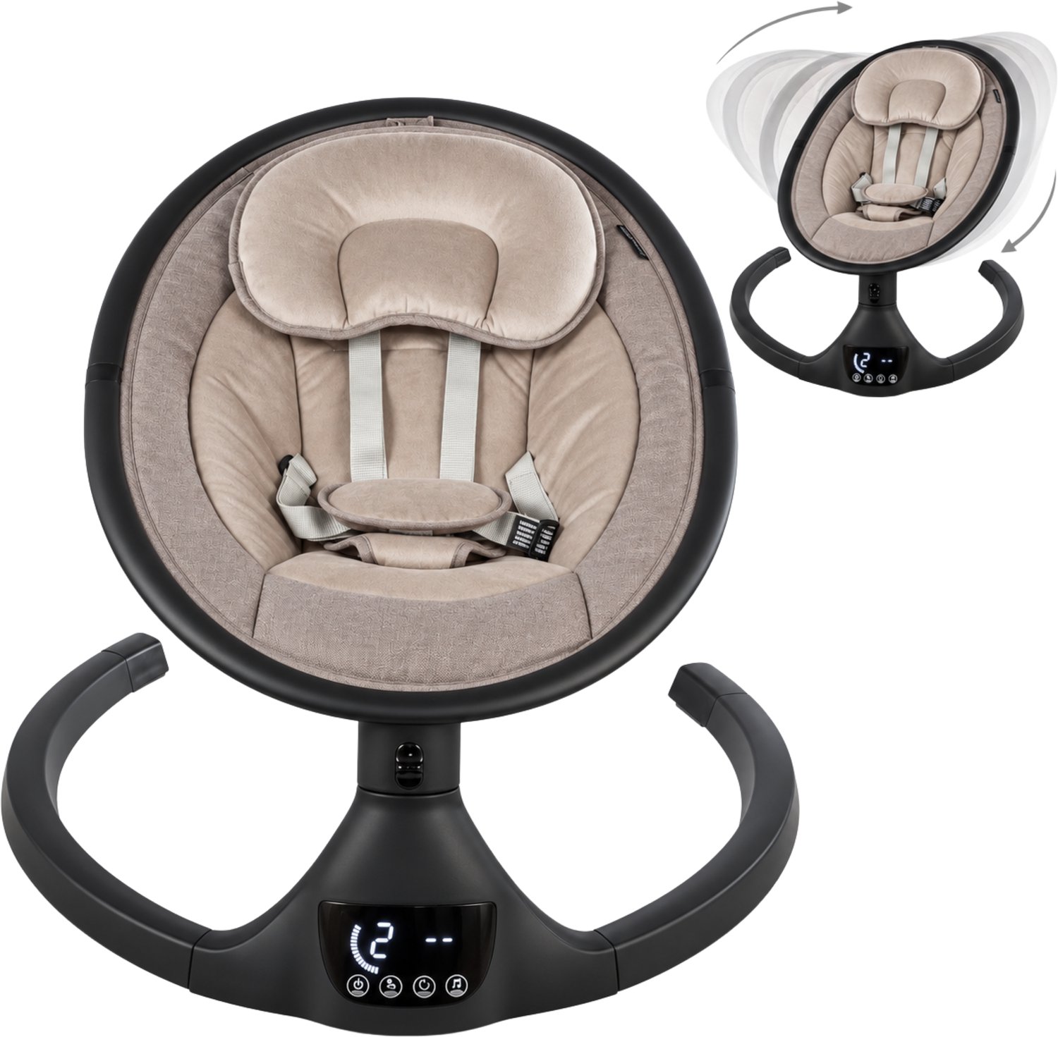 X Adventure Rocco Elektrische Wipstoel – Baby swing - Elektrische Babyschommel - Bluetooth & Afstandsbediening - Sienna