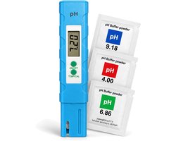Aquila Digitale pH Meter Zwembad, Aquarium & Jacuzzi - Meet pH Waarde & Temperatuur, geen Chloor - pH Tester voor Water - Alternatief voor pH Test Strips - Watertester Digitaal - Incl. Kalibratiepoeders & Batterijen - 0-14 pH