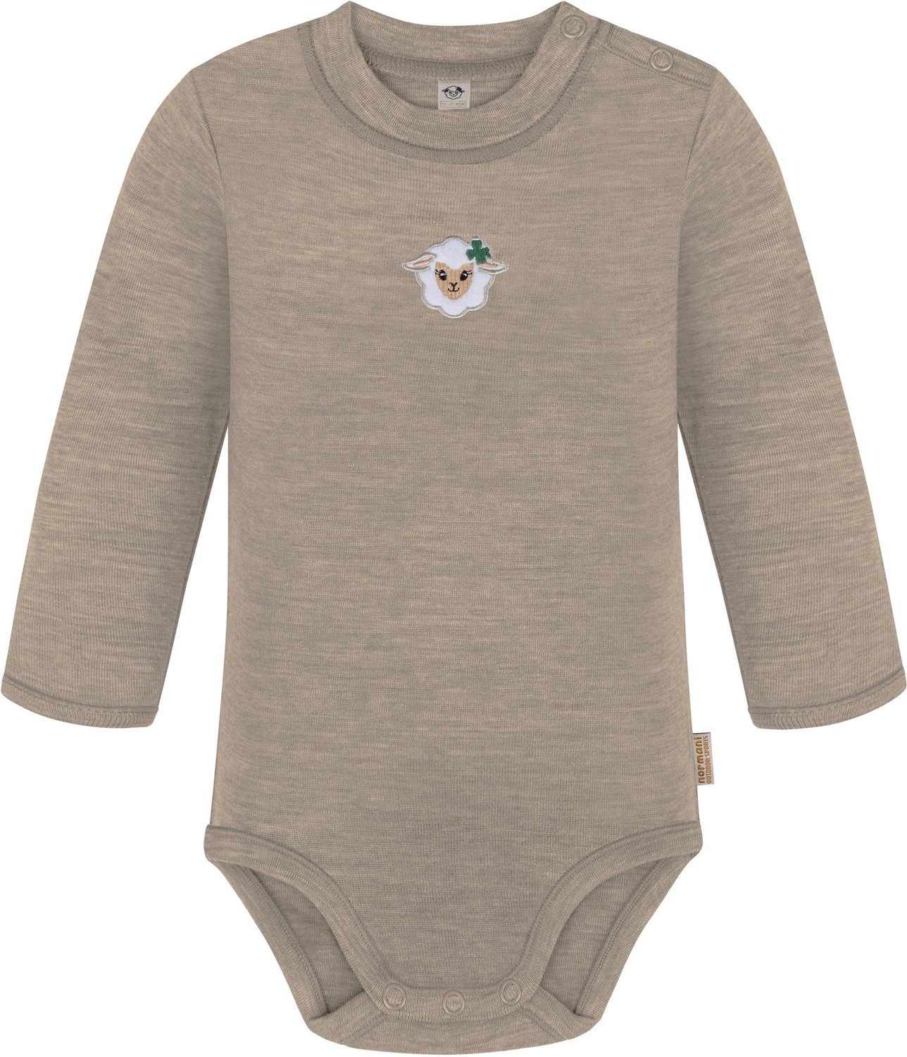 Baby-body met lange mouwen van merinowol „Tuai“