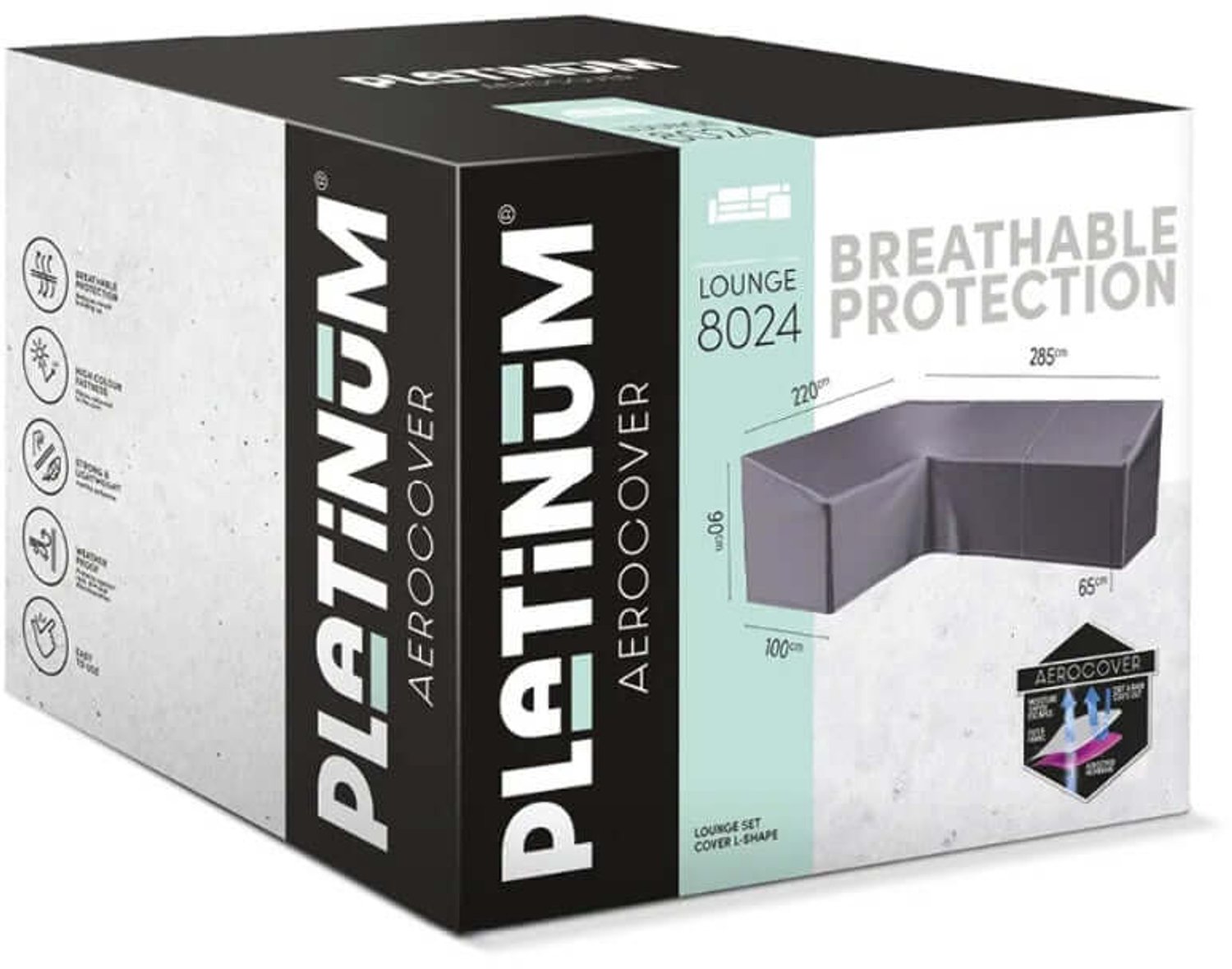 Belito Platinum AeroCover Loungesethoes | 285 x 220 cm | Rechts Lang | Antraciet