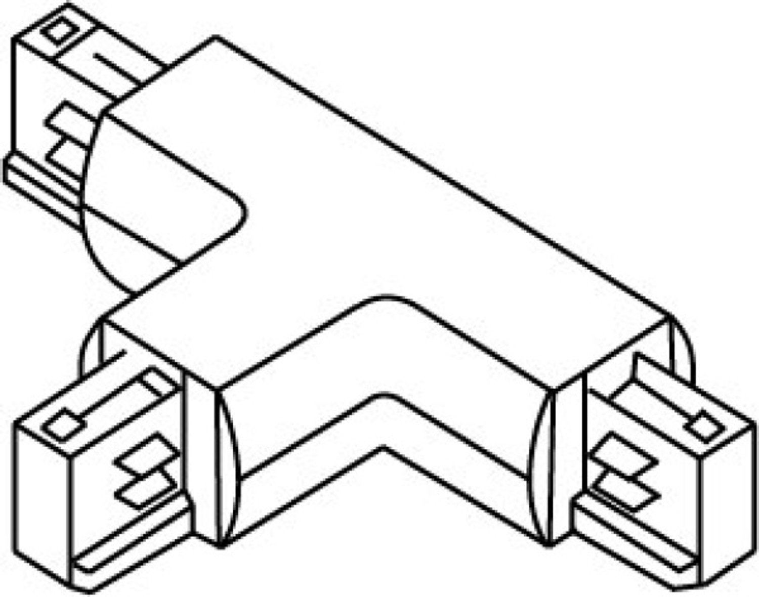 TRACK 3-fase T-connector links, zwart - koppelstuk om een railsysteem te vertakken in een T-vorm