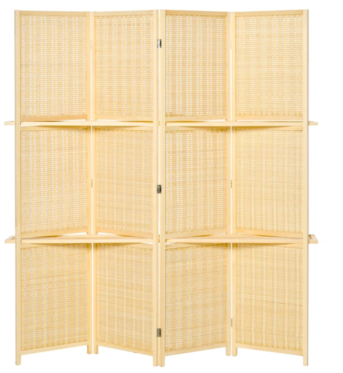 ZYLARO Bamboe roomdivider - 2 planken - Opvouwbaar - Voetkussens - Naturel natuurlijk