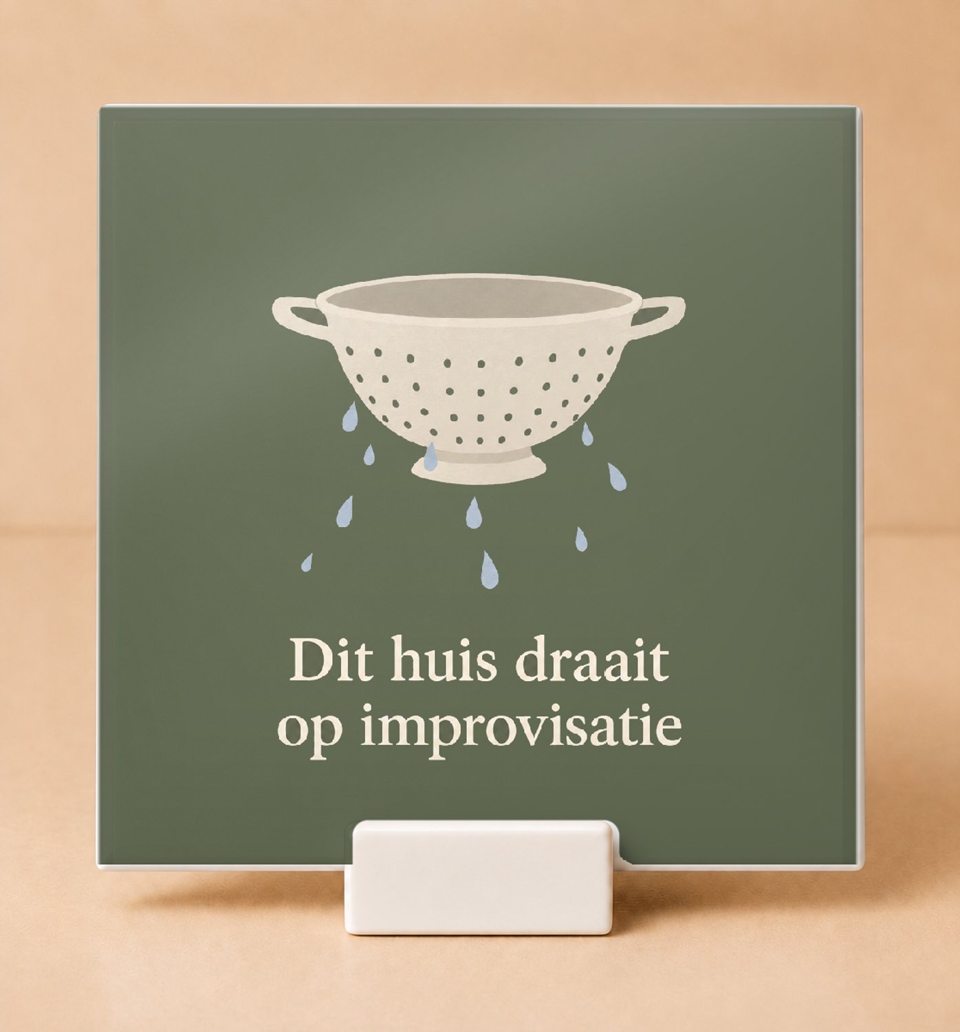 Bedruk King Sfeervolle Tegel 'Mijn planning is 6-7' – Rustieke Wanddecoratie voor Creatieve Huishoudens en Improvisators - 15 x 15 cm met houder Wit
