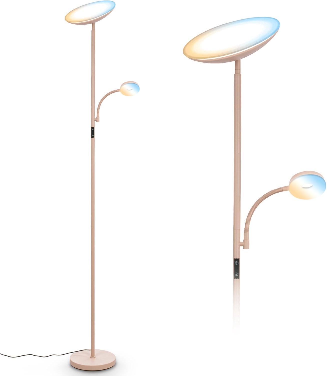 BRILONER Sira - Vloerlamp - stande lamp met CCT - leeslamp woonkamer - dimbare LED staande uplighter - h: 180cm - beige
