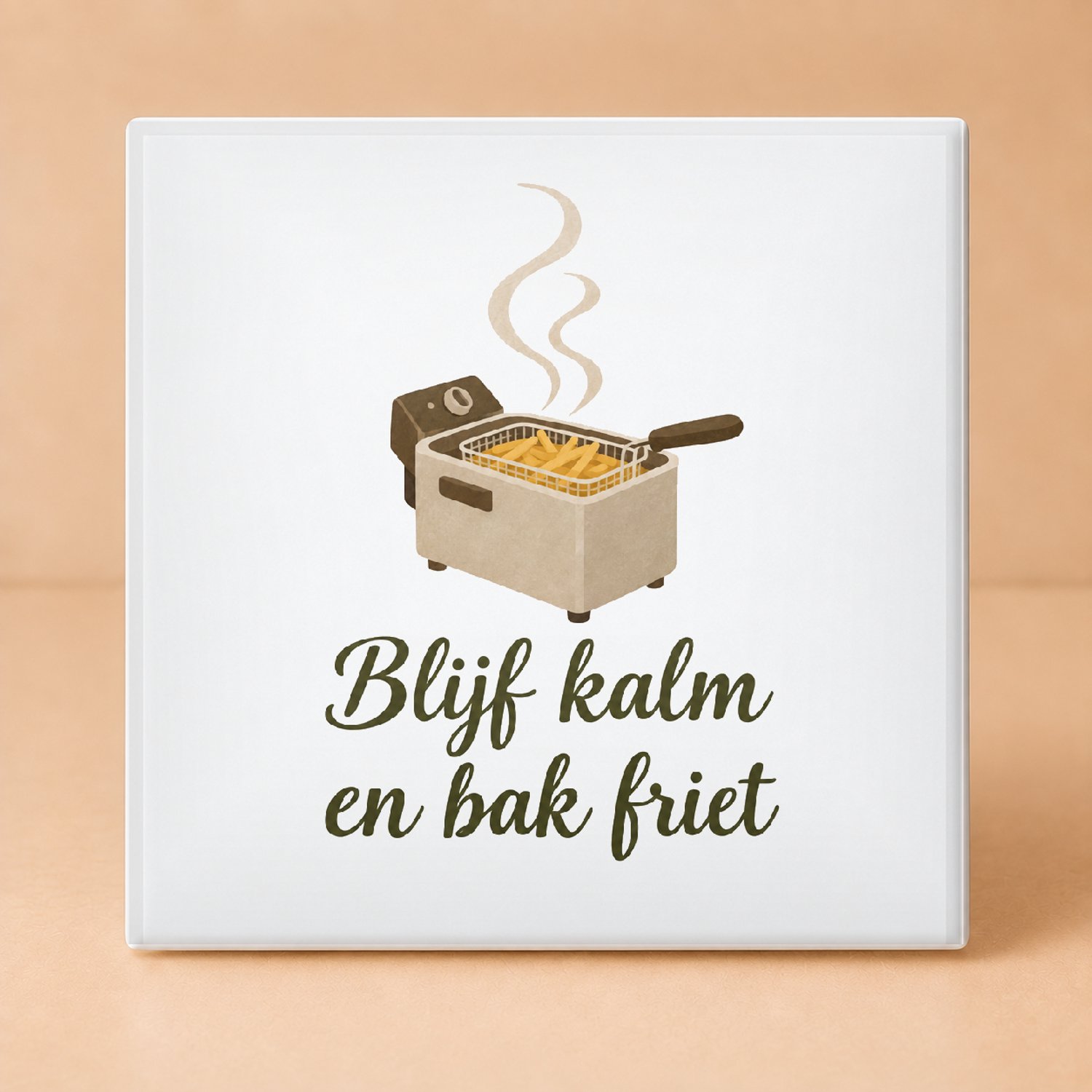 Bedruk King Sfeervolle Hakuna Patata Tegel – Rustige Gouache Wanddecoratie met Tekst voor Thuiskoks en Levensgenieters - 15 x 15 cm Wit