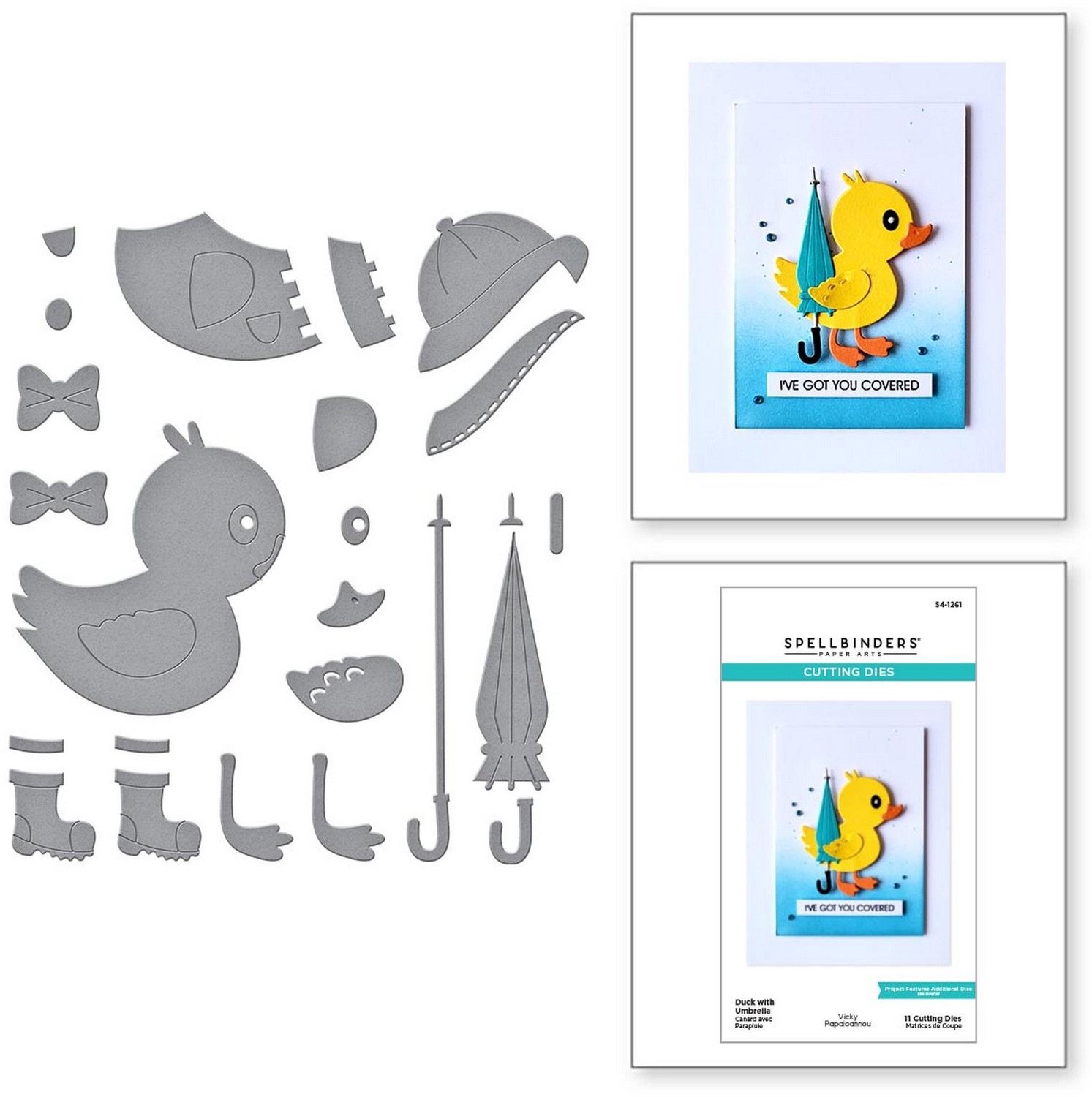 Spellbinders Snijmallen - Duck With Umbrella - 11 st.