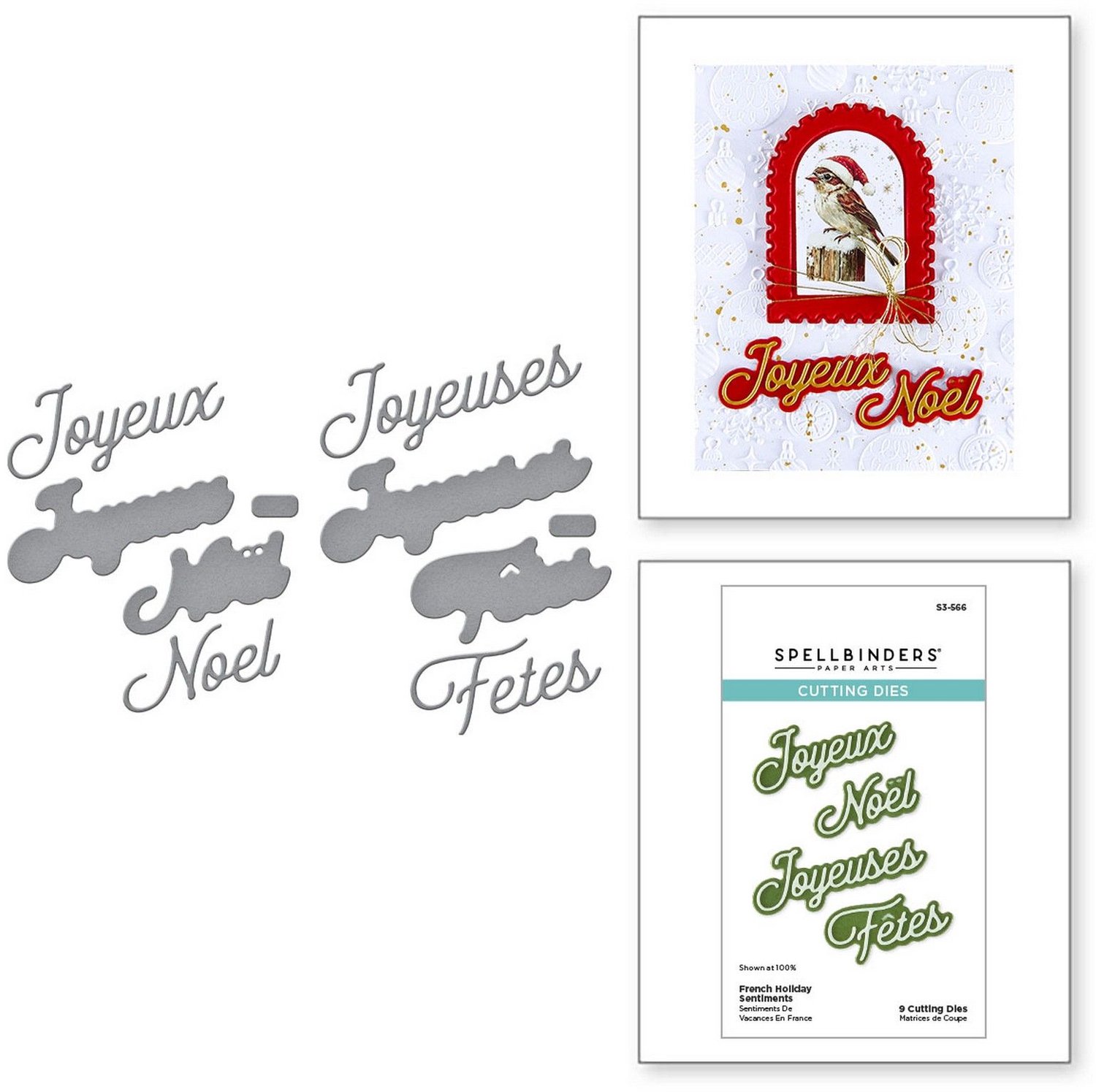Spellbinders Snijmallen - French Holiday Sentiments - 9 st.