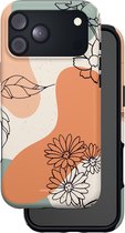 Telefoonhoesje met bloemenprint, getoond voor- en achterkant. Stijlvol en beschermend.