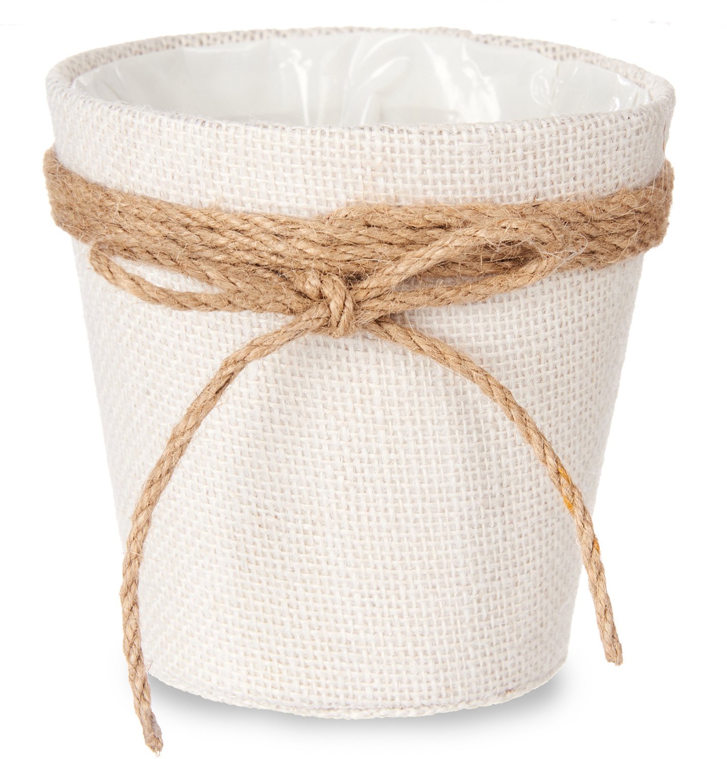 IBERGARDEN - Gevlochten bloempot met strik van jute, Ø 13 cm