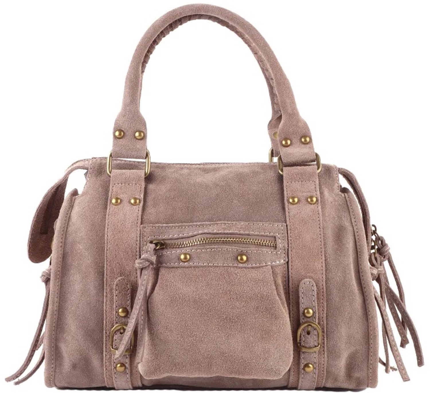 Damestas - It Girl Bag - City Bag - Suede handtas - 31 cm x 26 cm x 8 cm - Echt Suede - Taupe