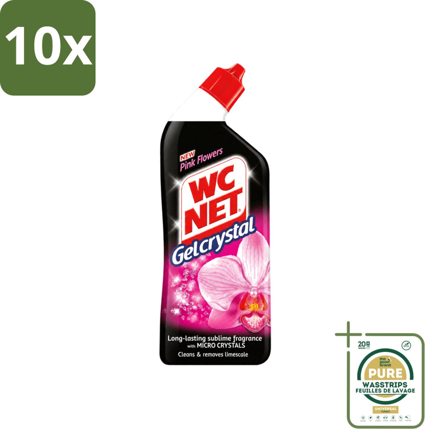 10 x WC Net - Toilet Reiniger - Gel - Frisse Bloemen - 750 ml - Wasstrips - WC Reiniger - Toilet Reiniger - Toilet Reinigen - Toilet Reiniger Gel - Bloemengeur Toilet