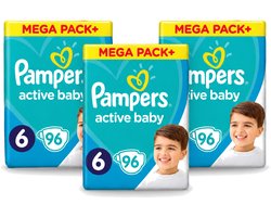 3 x Pampers - Active Baby - Luiers - Maat 6 (13-18 kg) - Extra Groot - 96 Luiers - Voordeelverpakking - 3 stuks