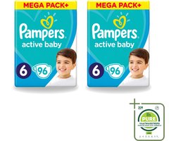 2 x Pampers - Active Baby - Luiers - Maat 6 (13-18 kg) - Extra Groot - 96 Luiers - Grootverpakking - Vaatwasstrips - Luiers Voor Baby - Droge Luiers - Beschermende Luiers - Actieve Luiers - Superabsorberende Luiers