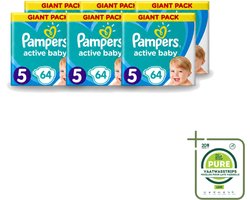 6 x Pampers - Active Baby - Luiers - Maat 5 (11-16 kg) - Zachte Pasvorm - 64 Luiers - Grootverpakking - Vaatwasstrips - Luiers Voor Baby - Droge Huid - Luchtdoorlatende Banen - Dermatologisch Getest - Absoluut Droog