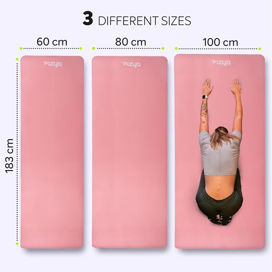 Fizyo dikke grote yogamat, pilates en gymnastiek, antislip NBR-schuim, synthetische rubber, training, fitness, ontspanning, oefening, duurzaam, voor dames en heren, 190 x 100 x 1,5 cm (Roze) — afbeelding 2