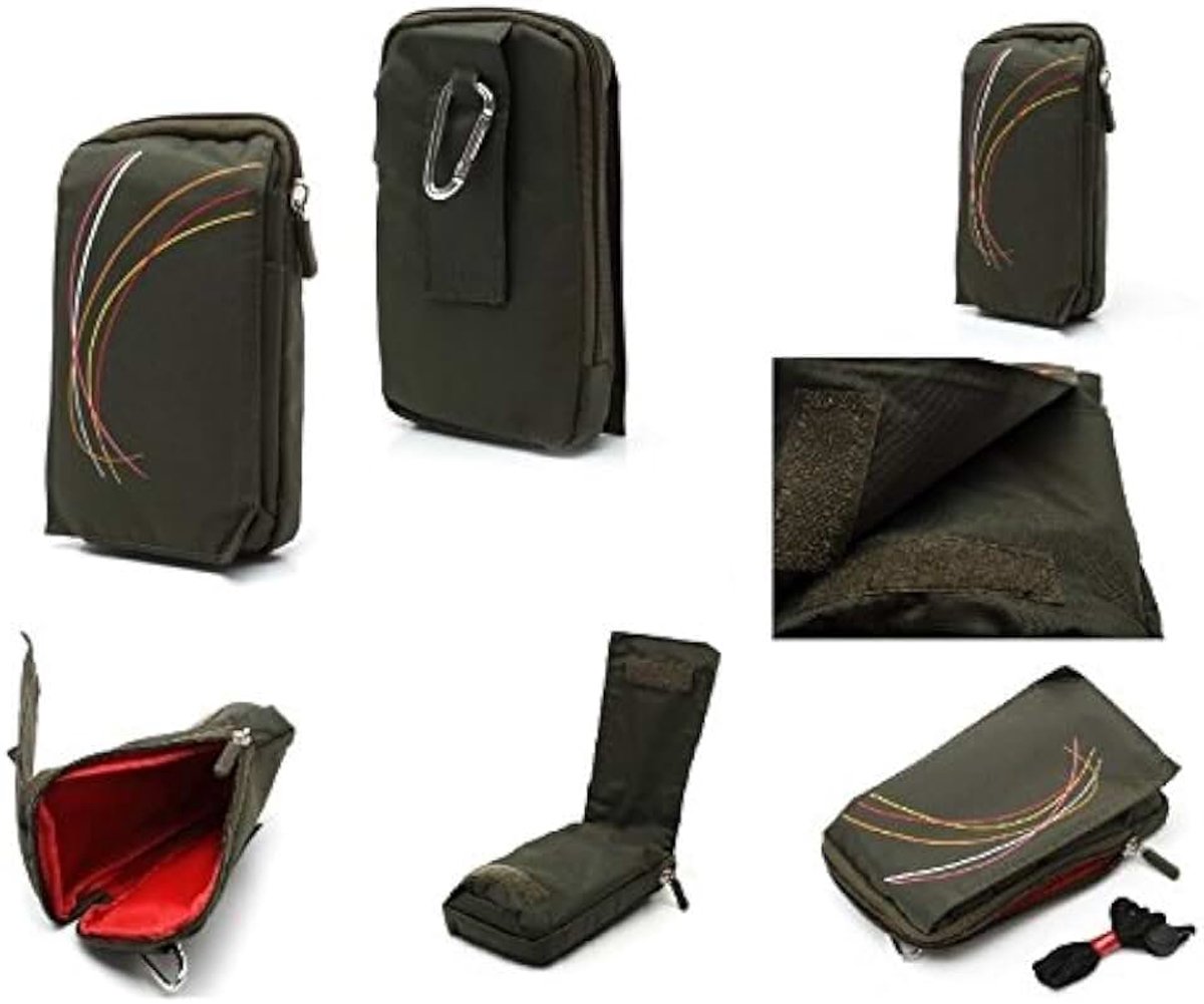 Verticale strepen zakje tas tas ritssluiting karabijnhaak voor Motorola MILESTONE 2 - groen (16 x 9,5 cm)