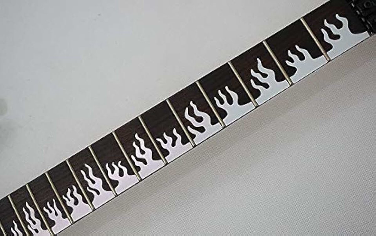 Devil Headstock vinylsticker, decoratie voor gitaar en bas (zilver)