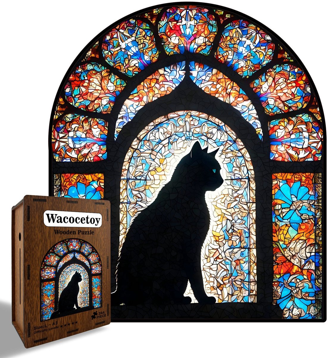 Casalora Houten Puzzel Paleiskat 244 Stukjes - Dieren Legpuzzel Volwassenen - L