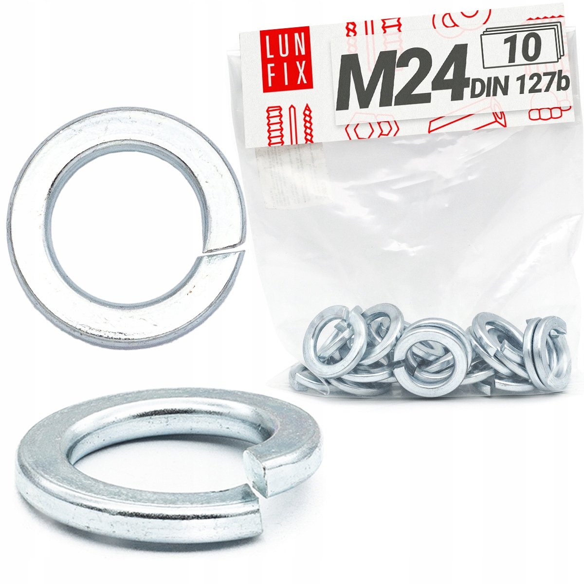 LUN FIX - Platte veerring M24 verzinkt DIN 127 - 10 Stuks