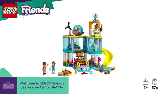 LEGO Friends Reddingscentrum op zee Dieren Speelgoed, Mini Poppetjes en Dierenarts Set - 41736