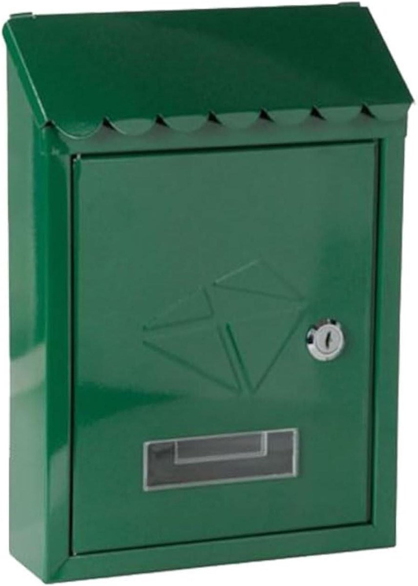 Brievenbus staal - Brievenbus buiten - Post ontvangen - Decoratief regendak - 21 x 30 cm - Groen