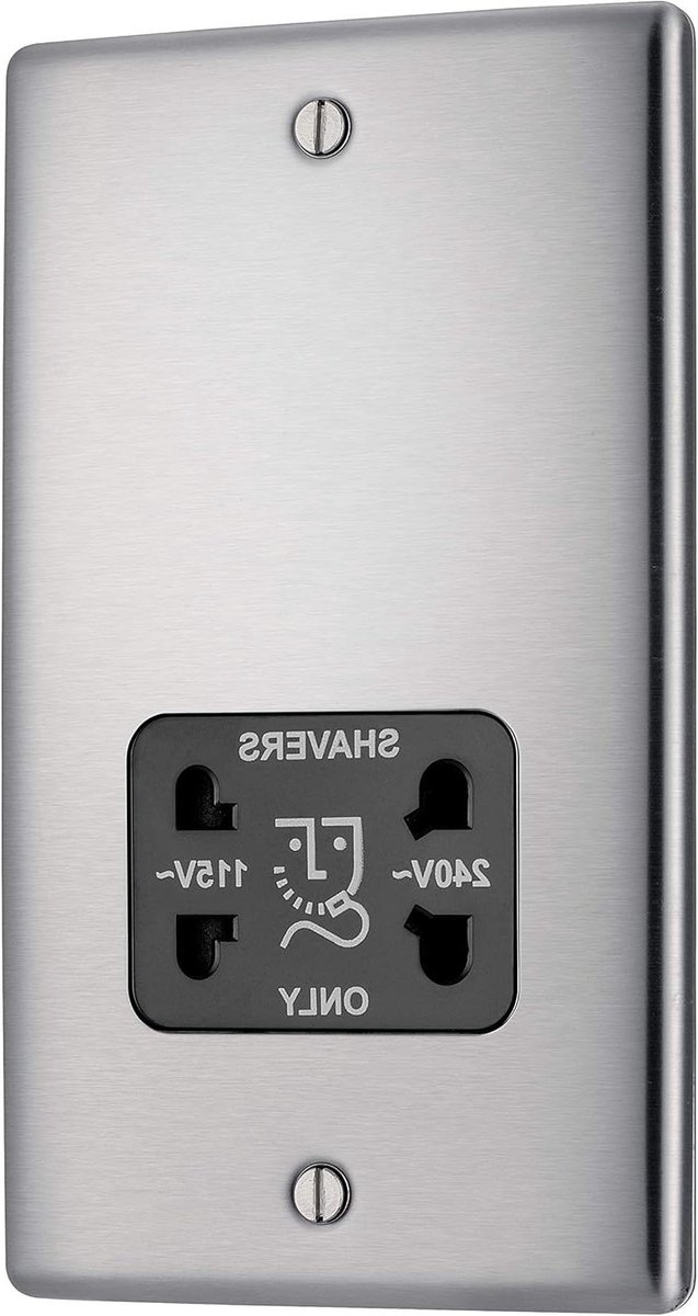 Scheerapparaat Stopcontact - Dubbele Spanning - Badkamer Gebruik - Vocht Bestendig - 147 cm - Geborsteld Staal