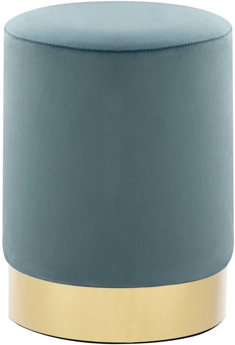 Fluwelen Poef - Zitje bijzettafel - Interieur verfraaien - Zachte fluwelen bekleding - 36 cm hoog - Lichtblauw