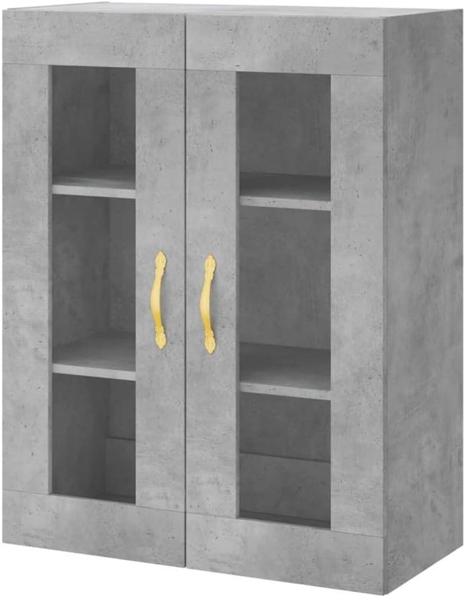 Hangend Kastje - Muurkast Keuken - Spullen Opbergen - Glazen Deur - 69.5x34x90 cm - Betongrijs