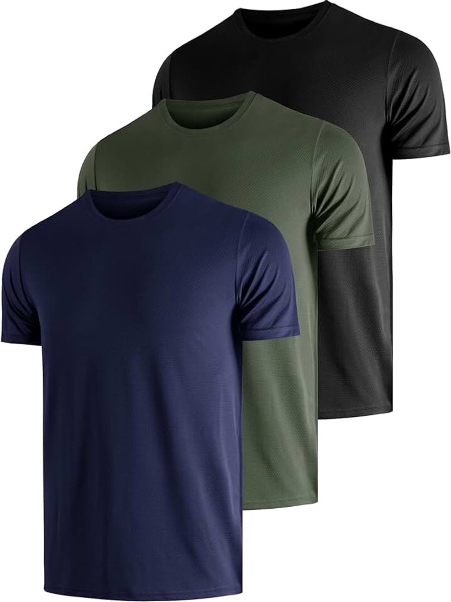 T-shirt voor heren, 3 stuks, UPF 50+, zonbescherming, functionele mouwen, zwemmen, t-shirts, rashguard training, sneldrogend, outdoor, surfen, wandelen, hardlopen, vissen,