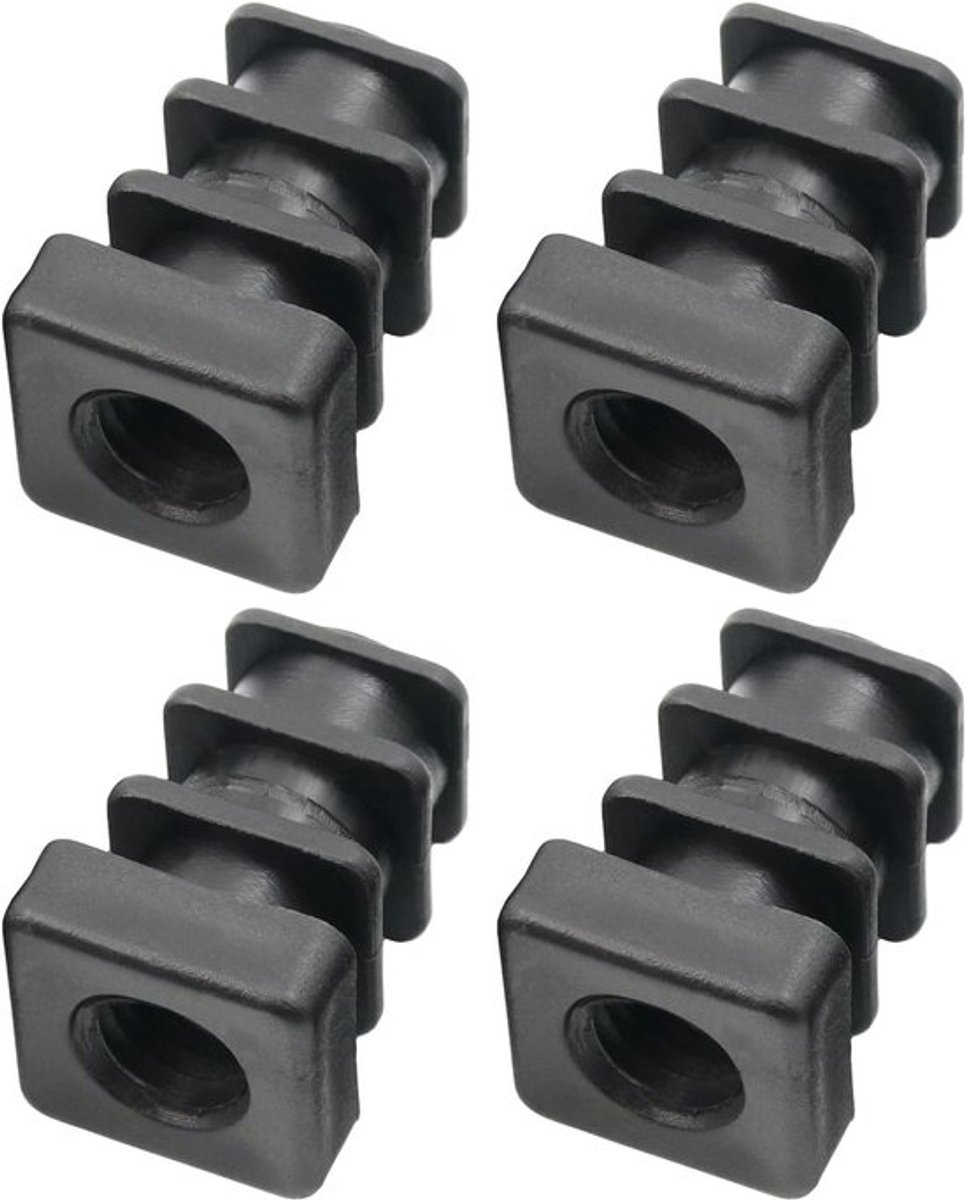 - Schroefdraadstop voor vierkante buizen - 4 stuks - Eenvoudige montage - 18 x 18 mm - Geschikt voor meubels - Polypropyleen