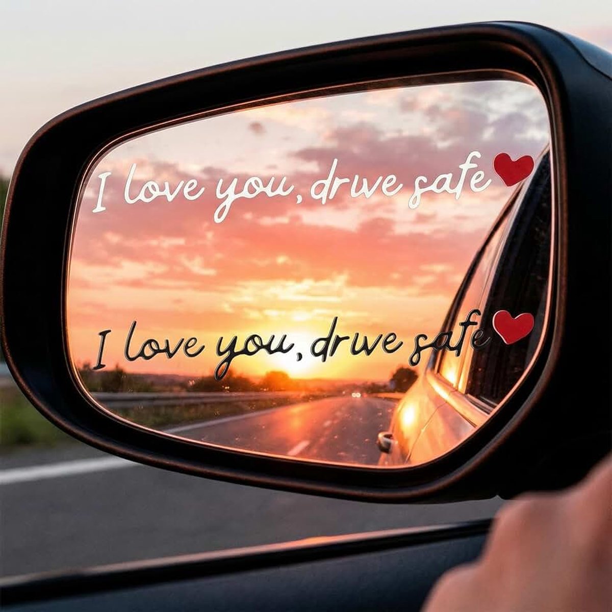 6 stuks spiegelstickers, I Love You Drive Safe-stickers, stickers voor achteruitkijkspiegel, "Ich liebe Dich" rijden voorzichtig, buitenautostickers, autodecoratie voor autospiegel, opvallende