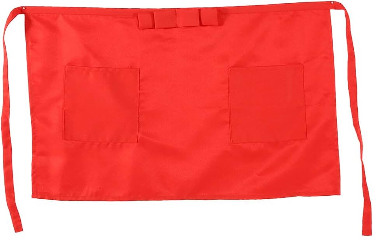 Taille schort, halve lengte korte schort unisex strik type met zakken voor bar ober serveerster