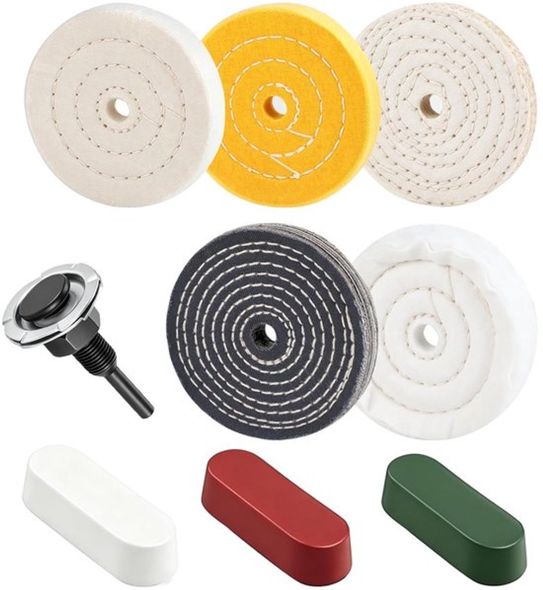 9-delige polijstschijf set 100mm met polijstpasta voor boormachine en polijstmachine, ideaal voor metaal, aluminium en houtbewerking met spiegelglans afwerking