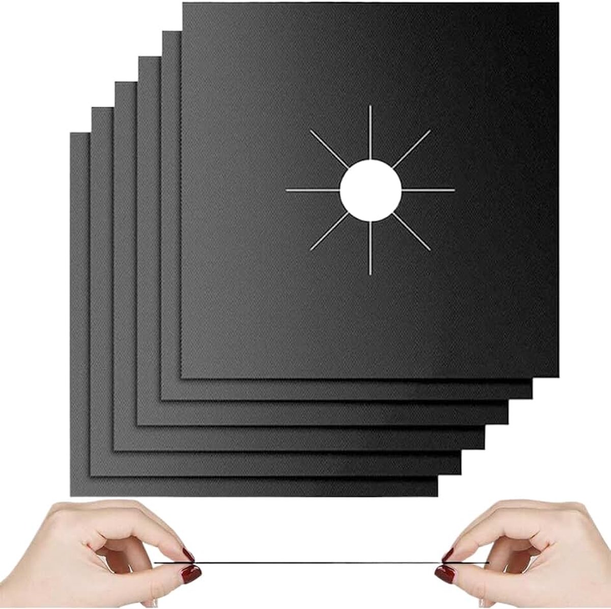 Beschermfolie voor keukenfornuizen, 6 stuks beschermfolie voor gasfornuizen, mat voor gasfornuizen, herbruikbaar deksel, snelle reiniging, anti-aanbaklaag, gemakkelijk te reinigen (27 x 27 cm)