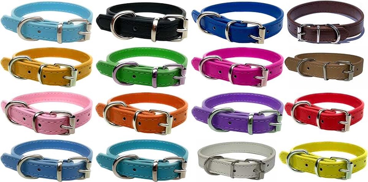 Lederen halsband voor puppy, kat, kitten, honden - voor kleine, middelgrote en grote halsband voor huisdieren (medium (28cm - 36cm nek), groen)