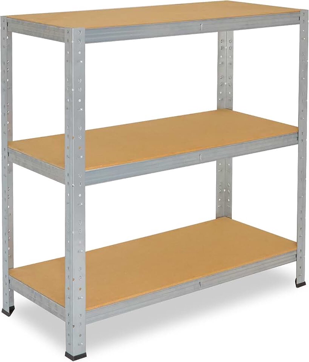 Shelfplaza Home 90x100x30cm metalen stellingkast verzinkt: 3x175kg | stellingen Berging stelling Garagekast Metalen opslagstelling Opbergstelling Zware stelling Opslagrek Garage stelling